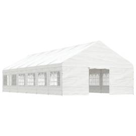 Foișor cu acoperiș, alb, 13,38x5,88x3,75 m, polietilenă, 2 image