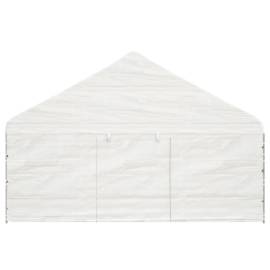 Foișor cu acoperiș, alb, 13,38x5,88x3,75 m, polietilenă, 5 image