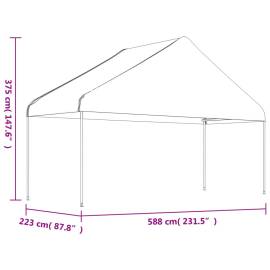 Foișor cu acoperiș, alb, 13,38x5,88x3,75 m, polietilenă, 6 image