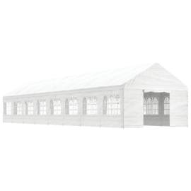 Foișor cu acoperiș, alb, 17,84x4,08x3,22 m, polietilenă, 2 image