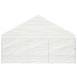Foișor cu acoperiș, alb, 17,84x5,88x3,75 m, polietilenă, 5 image