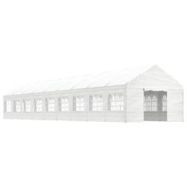 Foișor cu acoperiș, alb, 20,07x4,08x3,22 m, polietilenă, 2 image