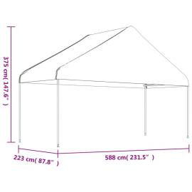 Foișor cu acoperiș, alb, 20,07x5,88x3,75 m, polietilenă, 6 image