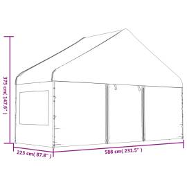 Foișor cu acoperiș, alb, 20,07x5,88x3,75 m, polietilenă, 9 image