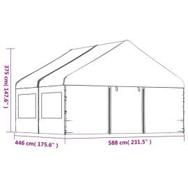 Foișor cu acoperiș, alb, 4,46x5,88x3,75 m, polietilenă, 8 image