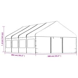 Foișor cu acoperiș, alb, 8,92x5,88x3,75 m, polietilenă, 8 image