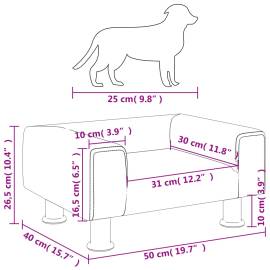 Pat de câini, crem, 50x40x26,5 cm, catifea, 7 image