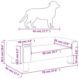 Pat de câini, gri închis, 70x45x26,5 cm, catifea, 7 image