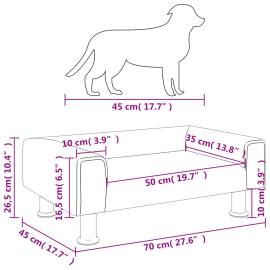 Pat de câini, negru, 70x45x26,5 cm, catifea, 7 image