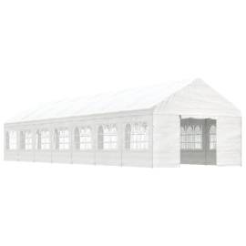 Foișor cu acoperiș, alb, 15,61x4,08x3,22 m, polietilenă, 2 image
