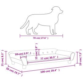Pat de câini, crem, 100x50x21 cm, catifea, 7 image