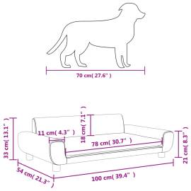 Pat de câini, crem, 100x54x33 cm, catifea, 7 image
