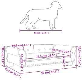 Pat de câini, crem, 95x55x30 cm, catifea, 7 image