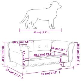 Pat de câini, maro, 70x45x30 cm, piele ecologică, 7 image