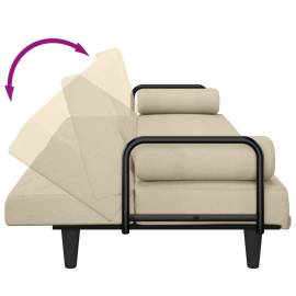 Canapea extensibilă cu cotiere, crem, material textil, 9 image