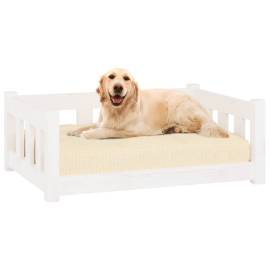 Pat de câini, alb, 75,5x55,5x28 cm, lemn masiv de pin, 5 image