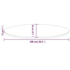 Blat de masă, 100x50x2,5 cm, lemn masiv de pin, oval, 7 image