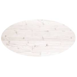 Blat de masă, alb, 100x50x2,5 cm, lemn masiv de pin, oval, 4 image