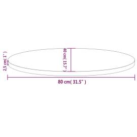 Blat de masă, alb, 80x40x2,5 cm, lemn masiv de pin, oval, 7 image