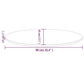 Blat de masă, alb, 90x45x2,5 cm, lemn masiv de pin, oval, 7 image