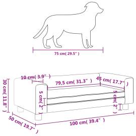 Pat pentru câini cu extensie, maro, 100x50x30 cm, piele eco, 9 image