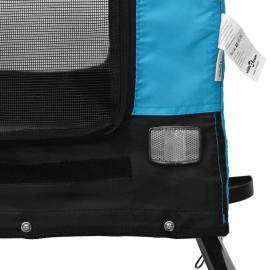 Remorcă de bicicletă câini albastru&negru textil oxford&fier, 7 image