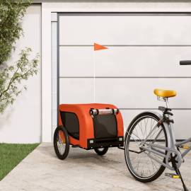 Remorcă de bicicletă câini portocaliu&negru textil oxford&fier