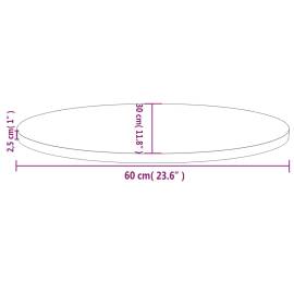 Blat de masă, 60x30x2,5 cm, lemn masiv de pin, oval, 7 image