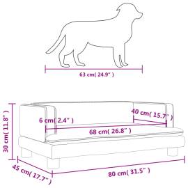 Pat de câini, crem, 80x45x30 cm, catifea, 7 image