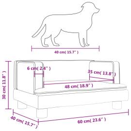 Pat de câini, gri deschis, 60x40x30 cm, catifea, 7 image