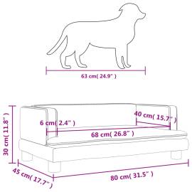 Pat de câini, gri deschis, 80x45x30 cm, catifea, 7 image