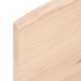 Blat de birou, 100x40x2 cm, lemn masiv de stejar netratat, 3 image
