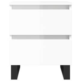 Noptiere, 2 buc., alb extralucios, 40x35x50 cm, lemn compozit, 5 image