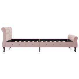 Cadru de pat, roz, 140 x 200 cm, catifea, 4 image
