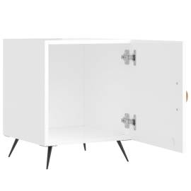 Noptiere, 2 buc., alb extralucios, 40x40x50 cm, lemn compozit, 5 image