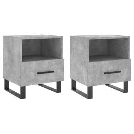 Noptiere, 2 buc., gri beton, 40x35x47,5 cm, lemn compozit, 2 image