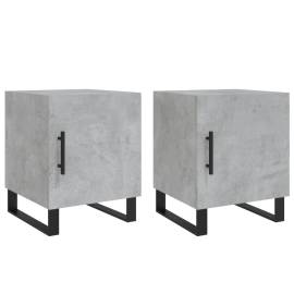 Noptiere, 2 buc., gri beton, 40x40x50 cm, lemn compozit, 2 image