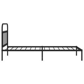 Cadru de pat din metal cu tăblie, negru, 100x200 cm, 7 image