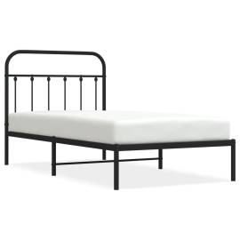 Cadru de pat metalic cu tăblie, negru, 100x190 cm, 2 image