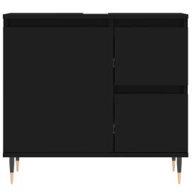 Dulap de baie, negru, 65x33x60 cm, lemn prelucrat, 5 image