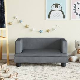 Canapea pentru copii, gri închis, 60x40x30 cm, catifea