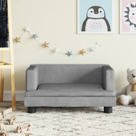 Canapea pentru copii, gri, 60x40x30 cm, catifea