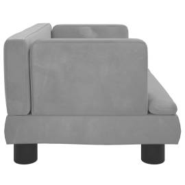 Canapea pentru copii, gri, 60x40x30 cm, catifea, 4 image
