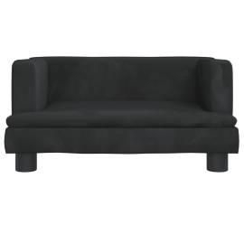 Canapea pentru copii, negru, 60x40x30 cm, catifea, 3 image