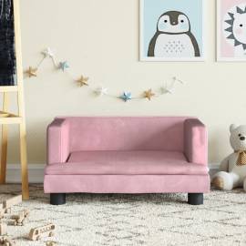 Canapea pentru copii, roz, 60x40x30 cm, catifea