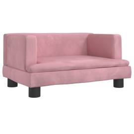 Canapea pentru copii, roz, 60x40x30 cm, catifea, 2 image