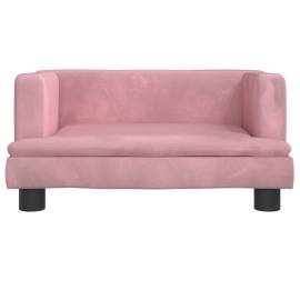 Canapea pentru copii, roz, 60x40x30 cm, catifea, 3 image