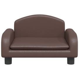 Canapea pentru copii, maro, 50x40x30 cm, piele ecologică, 3 image