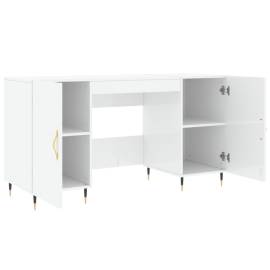 Birou, alb extralucios, 140x50x75 cm, lemn compozit, 5 image
