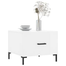 Măsuță de cafea, alb extralucios, 50x50x40 cm, lemn compozit, 3 image